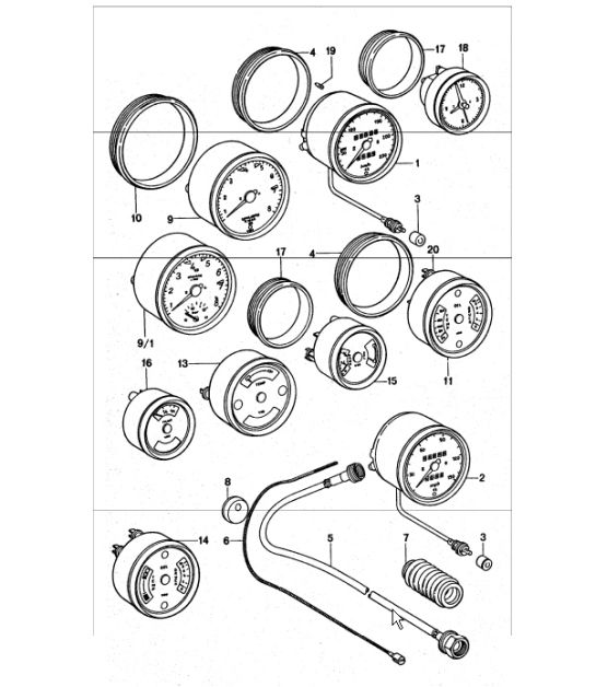 tachometer, instrument cluster 911 TURBO 1975-77