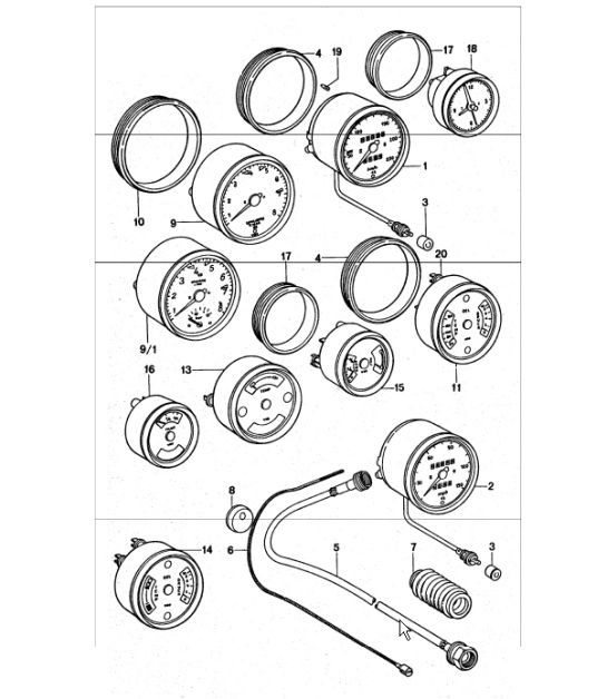 Diagram 906-00 Porsche 997 (911) MK1 2005-2008 Materiale elettrico