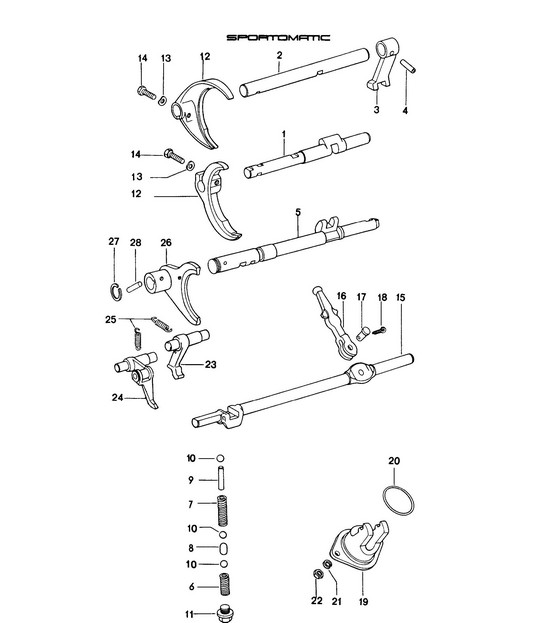 Shift rods / shift forks / Differential  914-6:SPM  1970-76