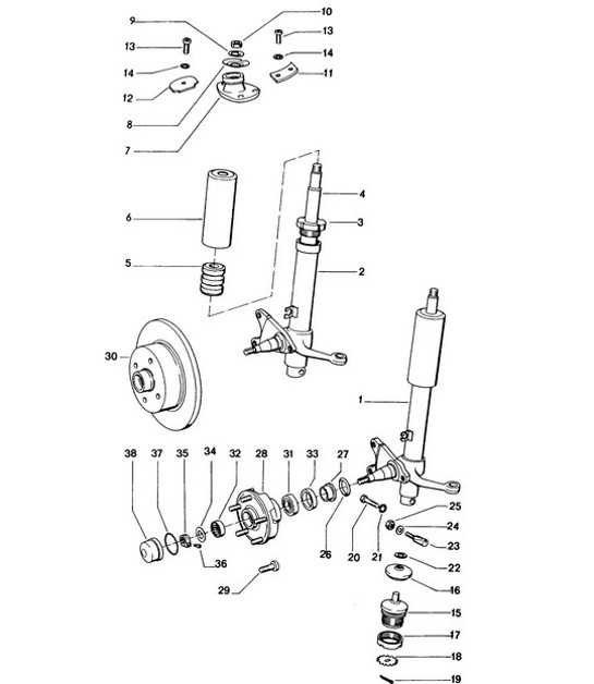 Diagram 402-000 Porsche Macan (95B) MK1 (2014-2018) Front Axle, Steering 