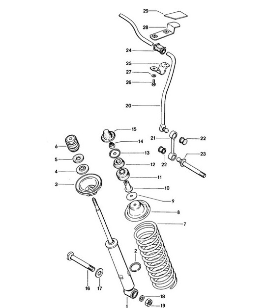 Vibration damper / Stabiliser 914 197072 Porsche Parts Diagrams