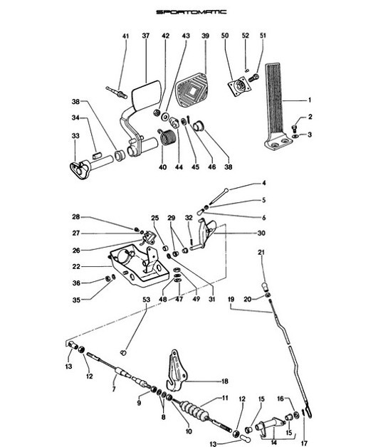 Diagram 702-005 Porsche Macan (95B) MK1 (2014-2018) Hand Lever System, Pedal Cluster 