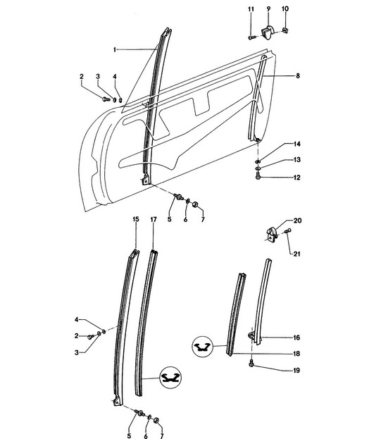 Door glass frame 914 1970-76