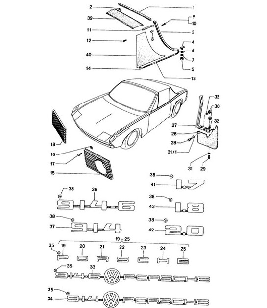 Diagram 810-000 Porsche 944 (1982-1991) 