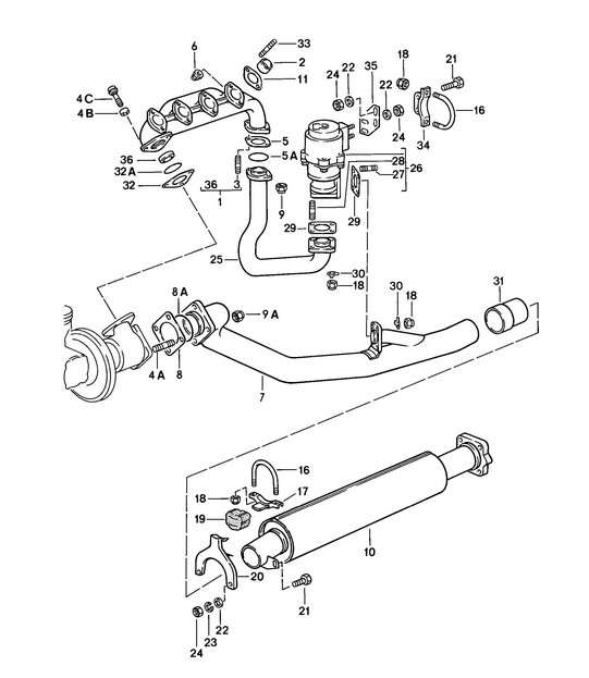 Exhaust system / Front muffler 924 TURBO 1979
