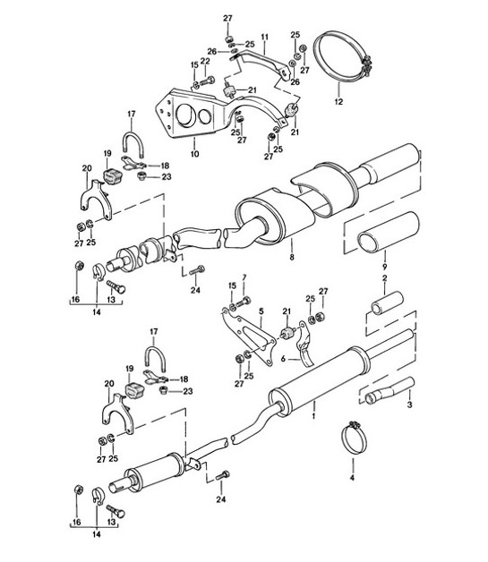 Diagram 202-015 Porsche Boxster 987 S 3.2/3.4L 2005-08/08 Fuel System, Exhaust System