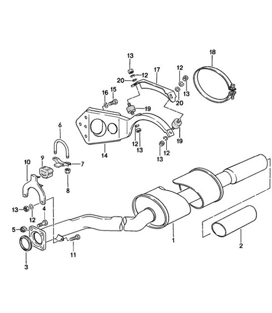 Diagram 202-020 Porsche Cayman 987C / 981C (2005-2016) Fuel System, Exhaust System