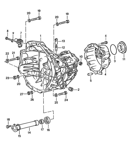 Replacement transmission / Transmission case  / 4-speed 924 1976-79
