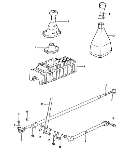 Diagram 701-001 Porsche Macan (95B) MK1 (2014-2018) Hand Lever System, Pedal Cluster 