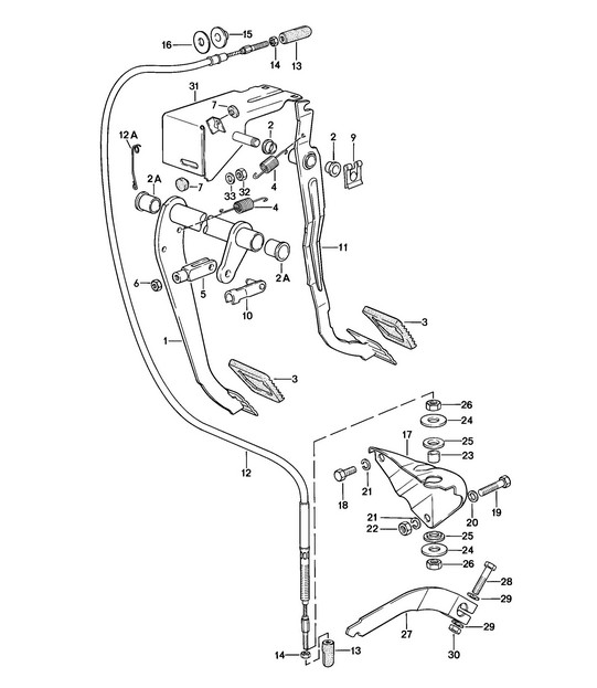 Brake and Clutch Pedals / Cluster - RHD Right-hand drive - 924 1976-79