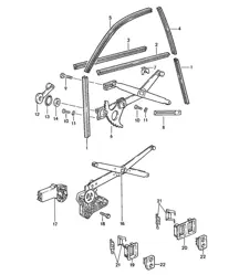Installation parts / Door window glass / Power windows  924 1976-79