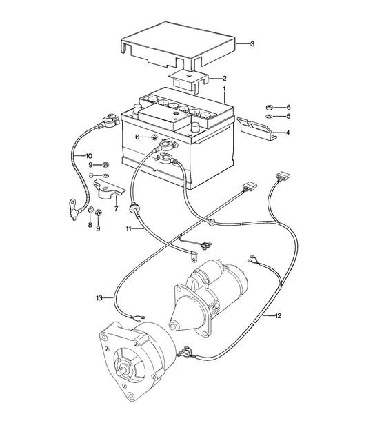 Battery / Wiring harnesses for Starter / Generator 924 1976-79