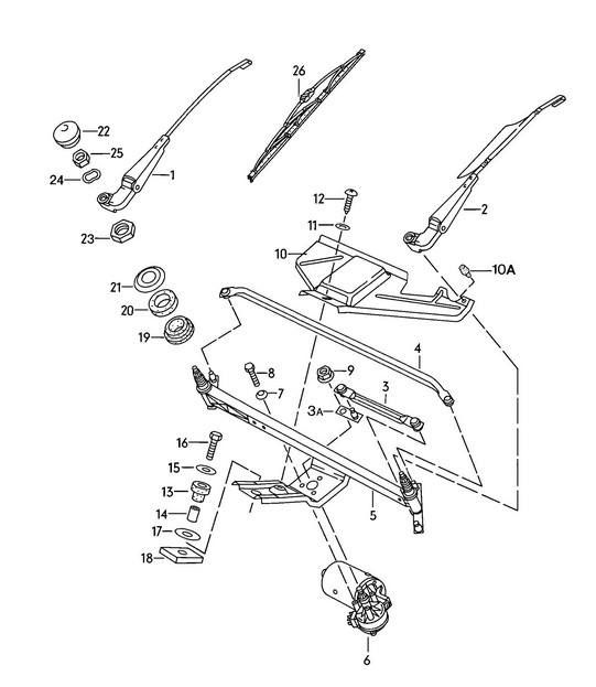 Windscreen wiper system 924 1976-79