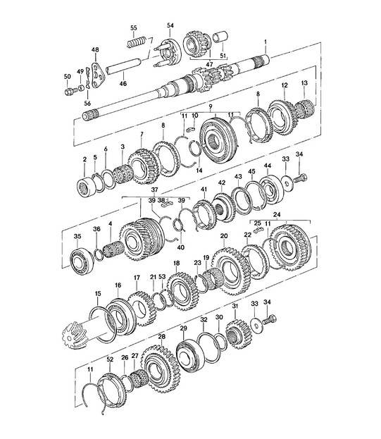 Gears and shafts / Manual transmission - VQ VR UV MD ME MF MB MX - 924 1980 - 1985