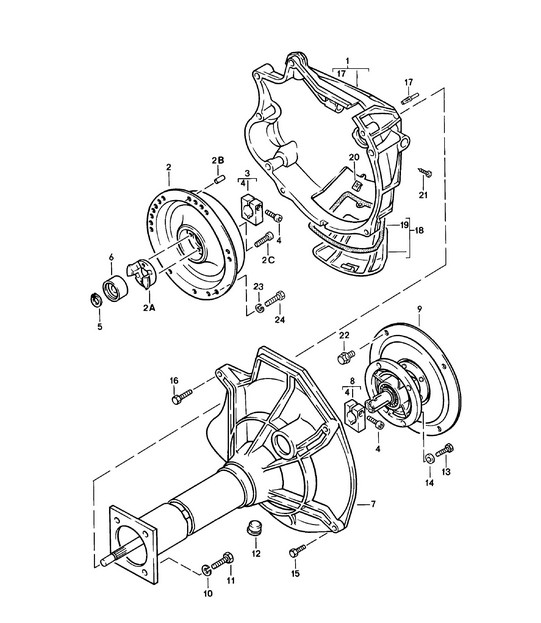 Central tube - Automatic transmission - 924 1980 - 1985