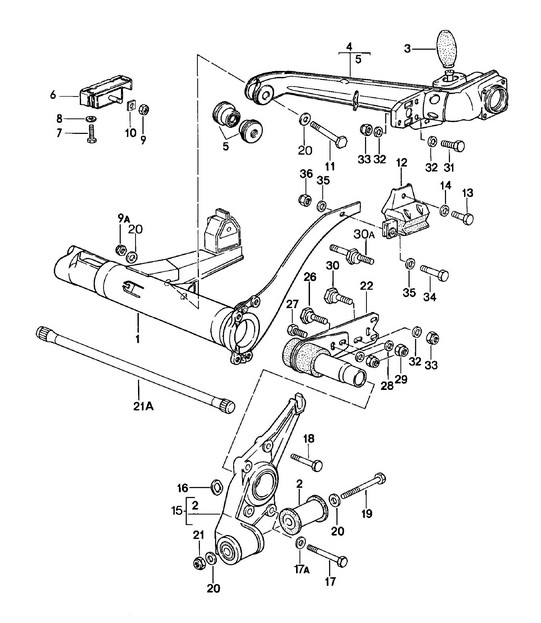 Rear axle carrier / Rear-axle trailing arm  924 1980 - 1985