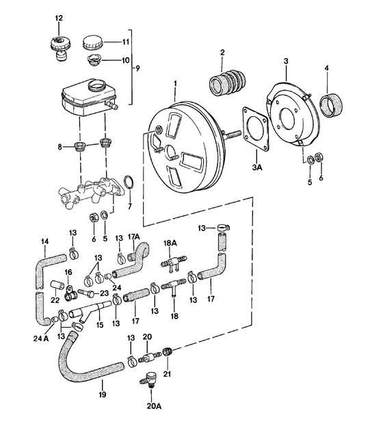 Brake booster / Expansion tank 924 1980 - 1985