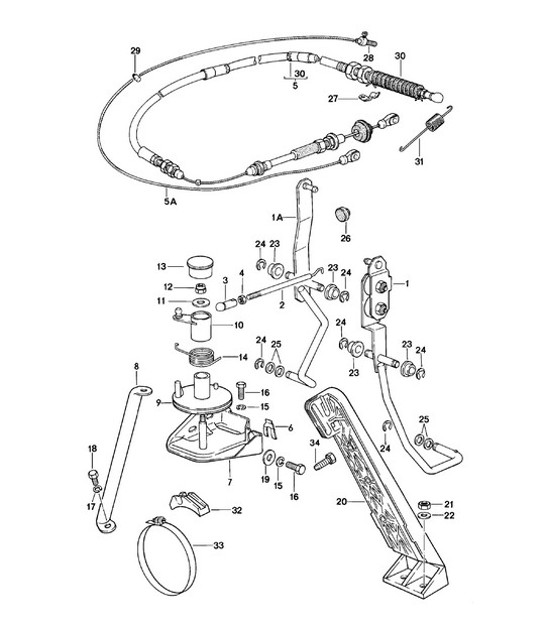 Diagram 702-015 Porsche Boxster 718 (982) 2017>> Hand Lever System, Pedal Cluster 