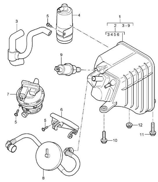 Diagram 201-20 Porsche Boxster 987 S 3.2/3.4L 2005-08/08 Fuel System, Exhaust System