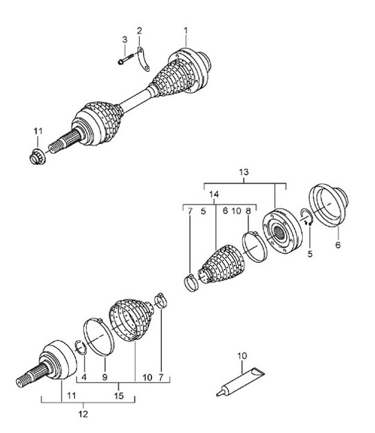 Diagram 401-10 Porsche Cayenne 9PA (955) 2003-2006 Front Axle, Steering 
