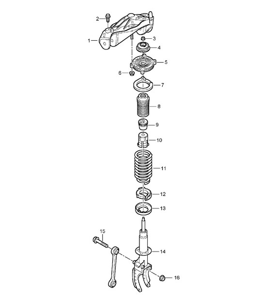 Suspension / Shock absorber strut / Bearing bracket (PR:1BA, Standard) Cayenne 9PA (955) 2003-06