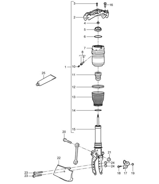 Diagram 402-01 Porsche Macan (95B) MK1 (2014-2018) Front Axle, Steering 