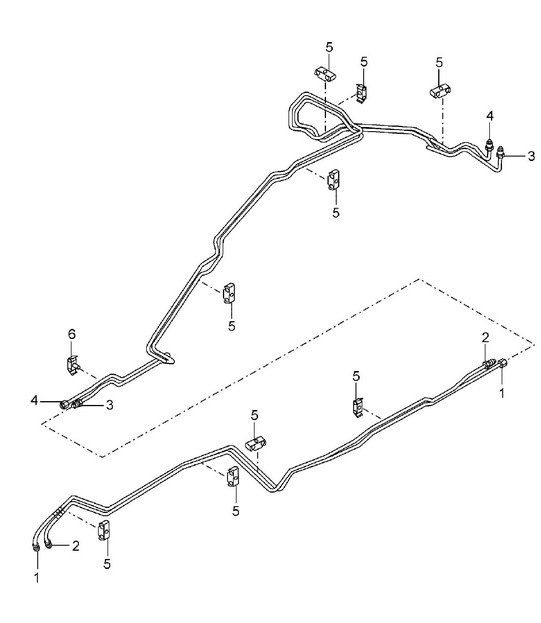 Hydraulic line / Underbody / Stabiliser (disengageable) (PR:0AG) Cayenne 9PA (955) 2004>>