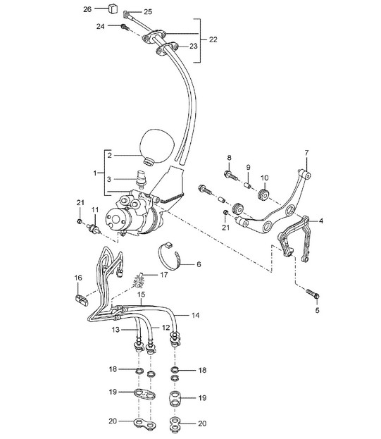 Control mechanism / Hydraulic line / Stabiliser (disengageable, PR:0AG,0BJ) Cayenne 9PA (955) 2004>>