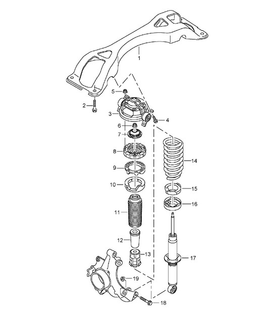 Suspension / Cross member / Shock absorber strut (PR:1BA, Standard) Cayenne 9PA (955) 2003-06