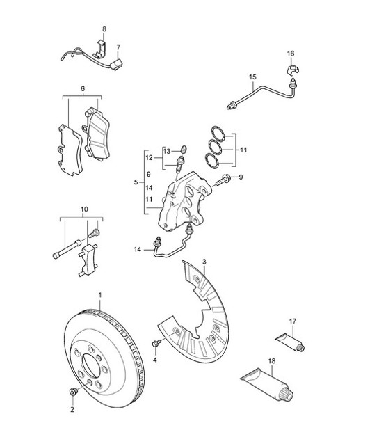 Diagram 602-00 Porsche Boxster GTS 718 2.5L Schaltgetriebe (365 PS) Räder, Bremsen