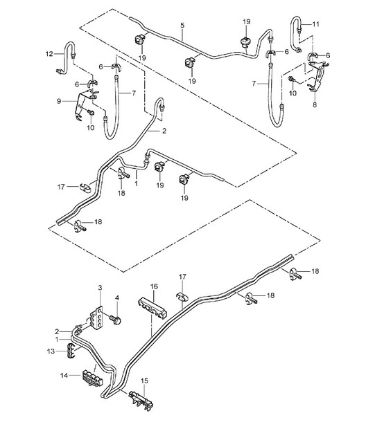 Brake lines / Underbody / Rear axle Cayenne 9PA (955) 2003-06