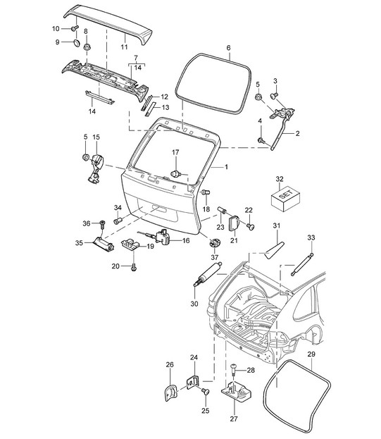 Rear lid Cayenne 9PA (955) 2003-06