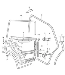 Bare door shell / Rear / Gaskets Cayenne 9PA (955) 2003-06