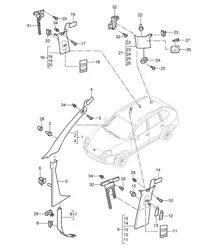 Linings / A-pillar Until D-pillar Cayenne 9PA (955) 2003-06