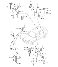 Linings / A-pillar Until D-pillar Cayenne 9PA (955) 2003-06