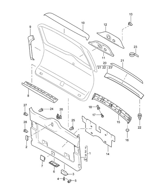 Linings / Rear lid Cayenne 9PA (955) 2003-06