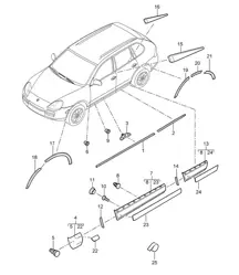 Decorative fittings  - Lower Outer - Cayenne 9PA (955) 2003-06