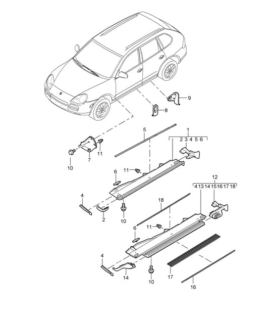 Linings / Accessories / Door sill Cayenne 9PA (955) 2003-06