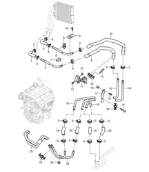 Heating with Auxiliary air conditioner / Feed line / Return line (PR:D9J,9AH) Cayenne 9PA (955) 3.2L 2003-06