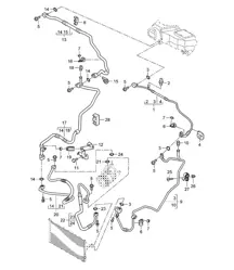 Refrigerant circuit (PR:D9K,D9L, PR:9AB,9AD,9AH) - Front - Cayenne 9PA (955) 4.5L 2003-06
