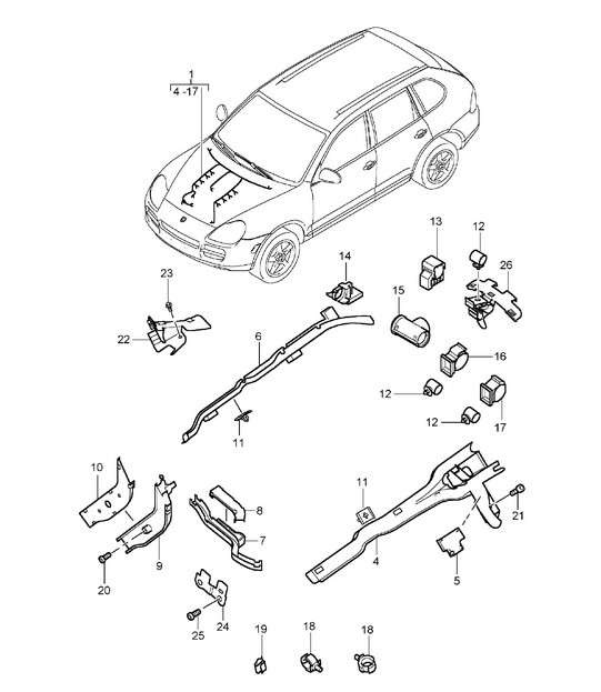 Wiring harnesses / Engine (PR:D9K,D9L) Cayenne 9PA (955) 4.5L 2003-06