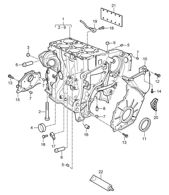 Crankcase housing / Individual parts (Model: 5501) Cayenne 9PA1 (957) 3.6L  2007-10