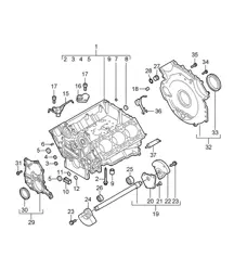Crankcase housing / Individual parts (Model: 059D) Cayenne 9PA1 (957) 3.0L Diesel 2007-10