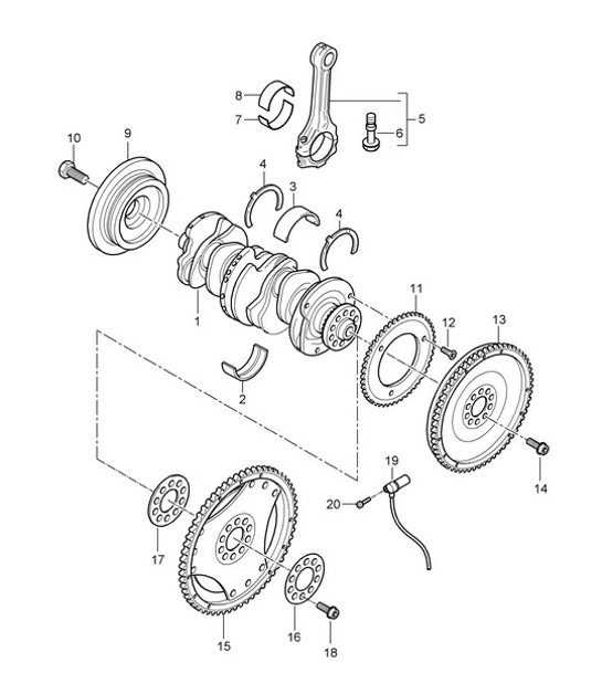 Diagram 102-010 Porsche 997 (911) MK1 2005-2008 Engine