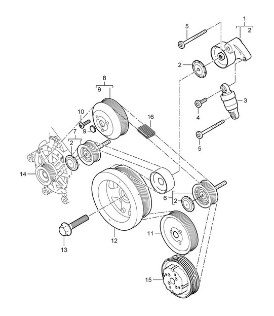 Belt tensioner / Belt drive  (Model: 4801,4851) Cayenne 9PA1 (957) 4.8L 2007-10
