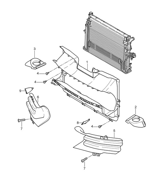 Cooling air duct (PR:D5V,D5X) Cayenne 9PA1 (957) 4.8L / 3.6L 2007-10