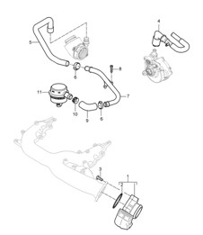 Throttle valve adapter / Breather line / Crankcase housing (Model: 059D) Cayenne 9PA1 (957) 3.0L Diesel 2007-10