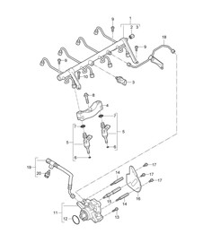 Fuel collection pipe / High-pressure injector / High pressure pump (Model: 4801,4851) Cayenne 9PA1 (957) 4.8L 2007-10