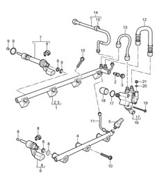Fuel collection pipe / High-pressure injector / High pressure pump (Model: 5501) Cayenne 9PA1 (957) 3.6L 2007-10