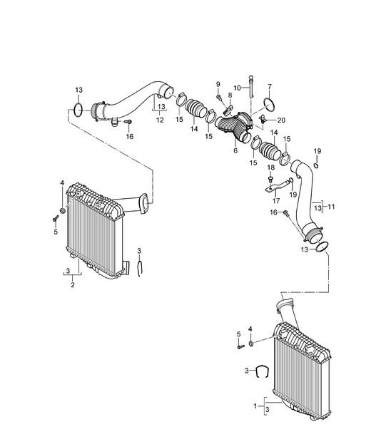 Charge air cooler / Pressure pipe (PR:D5Z) Cayenne 9PA1 (957) 4.8L  Turbo 2007-10